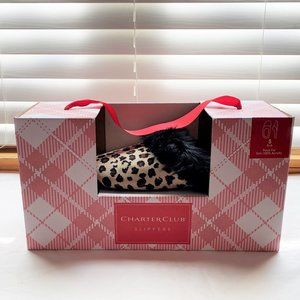 NIB Sz S 5-6 Charter Club Faux Fur Leopard Slipper